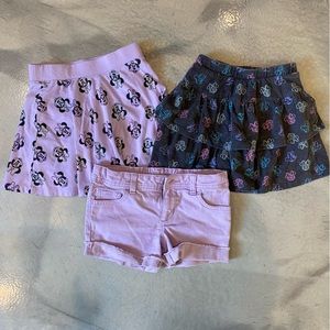 EUC Girls Disney Minnie Mouse Skorts and Shorts Bundle